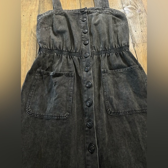 SHE + Sky Stylish Black Light Denim Dress Sleeveless with straps Western - Picture 4 of 13